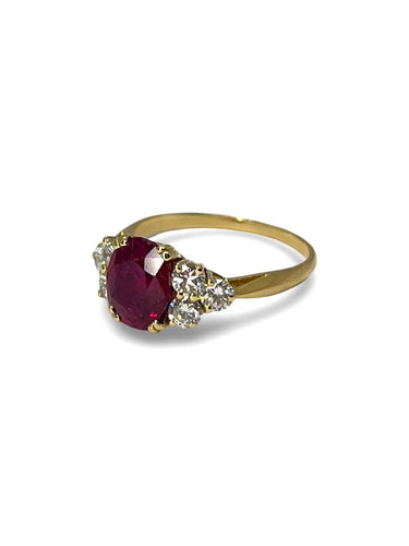 Bague 56 Bague or jaune rubis 2,19 cts et diamants 58 Facettes 48101