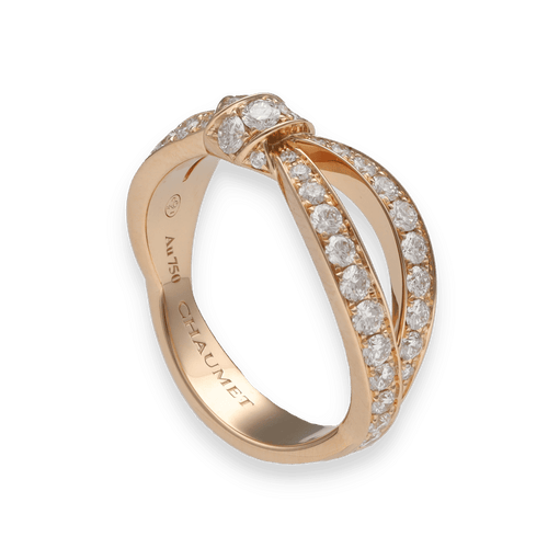 Bague 53 Bague Chaumet Liens Seduction en or rose 18 Cts et diamants - Taille 53 - Boite d'origine 58 Facettes FB10016