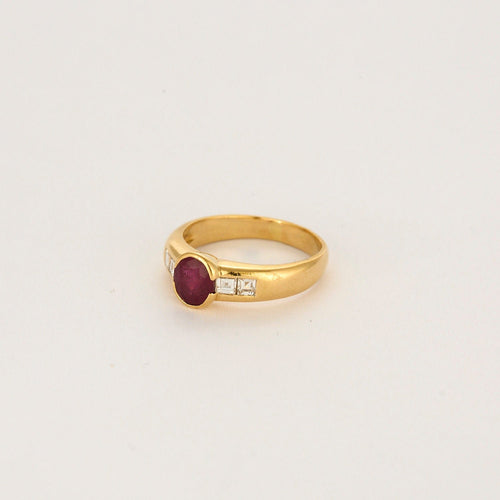 Bague 53 Bague or jaune, rubis et diamants 58 Facettes LP1319/11