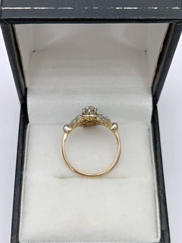 Bague ancienne or jaune et platine sertie de diamant
