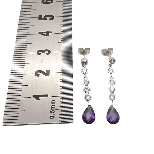 Boucles d'oreilles Boucles d'oreilles or blanc, améthystes & diamants 58 Facettes