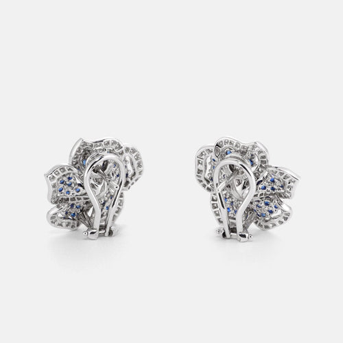Boucles d'oreilles TIFFANY - Boucles d'oreilles fleurs en saphirs et diamants 58 Facettes