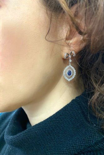 Boucles d'oreilles Boucles d'oreilles Belle Époque en or blanc et saphirs 58 Facettes