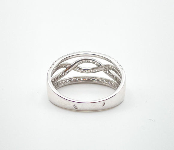 Bague 55 Bague bandeau Or blanc Diamants 58 Facettes