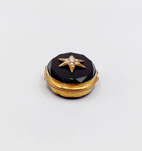 Pendentif Pendentif photo, reliquaire antique or jaune, verre violet et perle 58 Facettes A06193