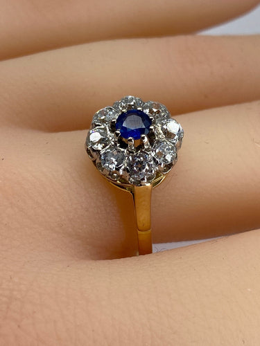 Bague Bague marguerite en or blanc en saphir et diamants 58 Facettes AB476