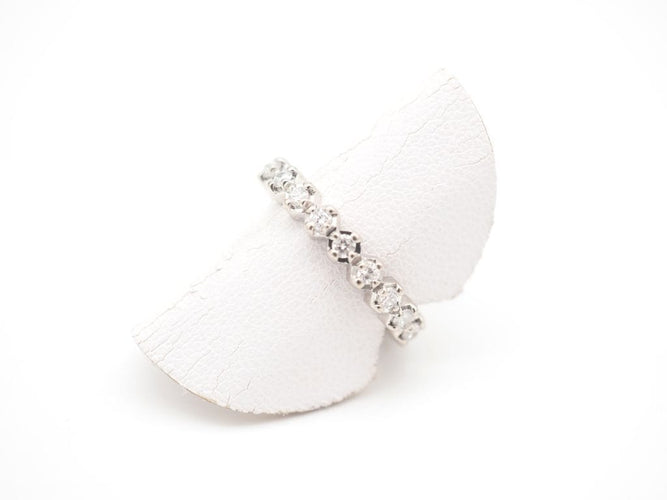 Bague 51.5 Alliance tour complet or blanc et diamants 58 Facettes