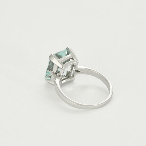 Bague 54,5 Bague Solitaire en or blanc et aigue-marine 58 Facettes RAM3095