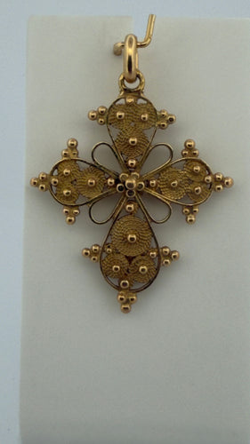 Pendentif Pendentif croix vintage en or jaune 18 carats 58 Facettes