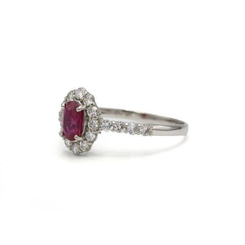 Bague 52 Bague marguerite platine diamants et rubis 58 Facettes 1305