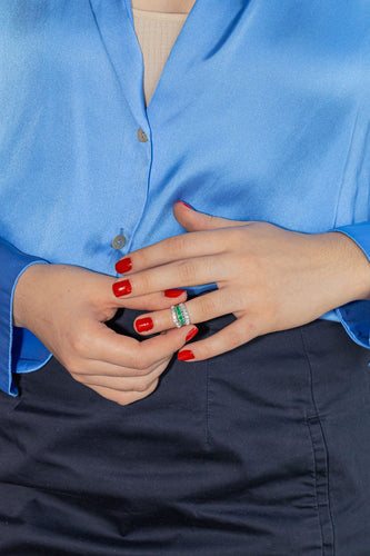 Bague 45 Bague Or blanc Emeraude, Diamant 58 Facettes 4377114RV