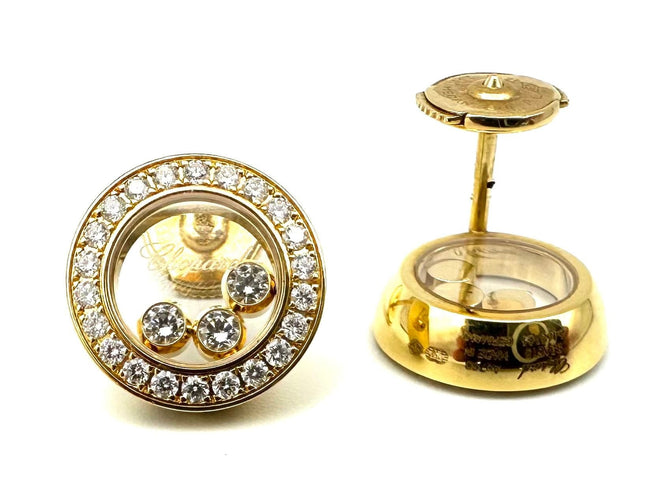 Boucles d'oreilles CHOPARD. Collection "Happy Diamonds Icons", boucles d'oreilles or et diamants 58 Facettes