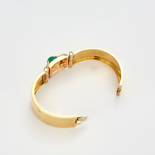 Bracelet Vintage en Or Jaune avec Émeraude en cabochon