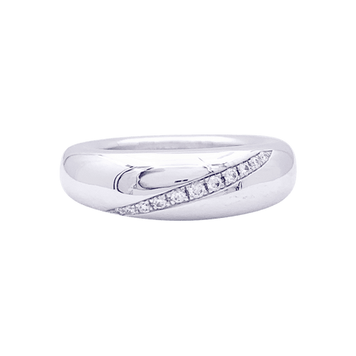52 Bague Chaumet "Anneau" or blanc, diamants. 58 Facettes 33538
