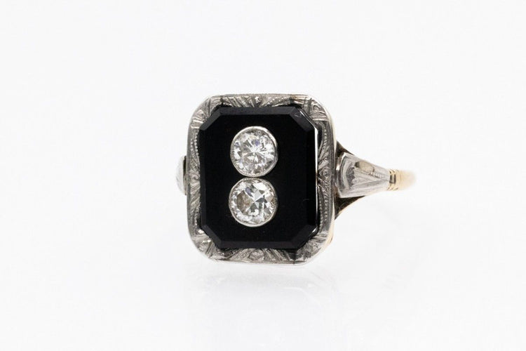Bague Art Déco, onyx et diamants env. 0,40 ct, 1930
