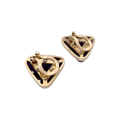 Boucles d'oreilles Clips d'oreilles vintage or jaune, améthyste. 58 Facettes 34432