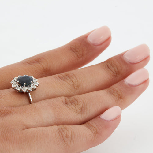 Bague 60 Bague Or Blanc - Style Marguerite avec Saphir et Diamants 58 Facettes RÉF 2151/12