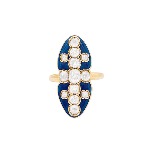 Bague 57 Bague "marquise" or jaune, diamants, émail. 58 Facettes 34675