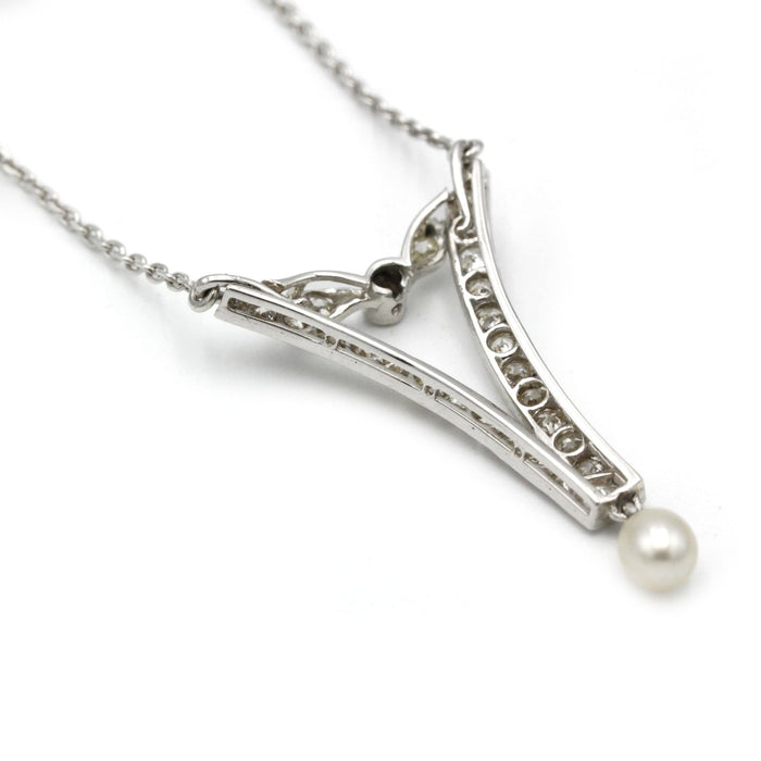 Collier Collier Pendentif - Or blanc diamants & Perle 58 Facettes 250014R