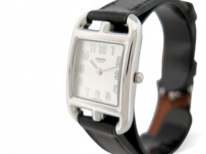 Montre montre HERMES cape cod pm cc1.210a quartz 33 mm en acier et cuir noir 58 Facettes 270891