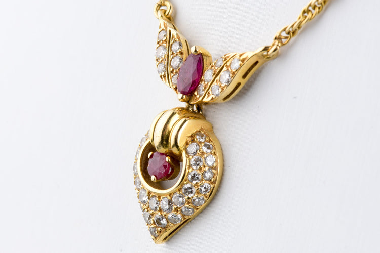 Collier Collier en or jaune 18 carats Diamant et  Rubis 1.78 carats 58 Facettes CLDIAMRUBIS-107