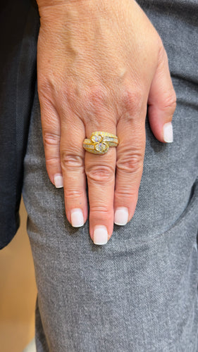 Bague 58 Bague bombée Toi et Moi en or jaune et diamants 58 Facettes