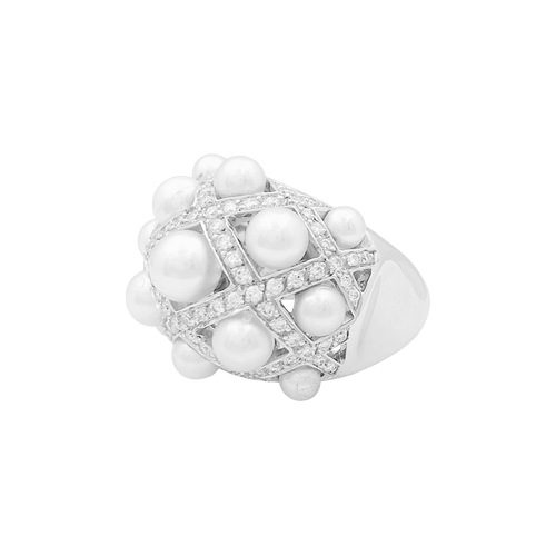Bague 51 Bague CHANEL, "Baroque", or blanc, diamants, perles. 58 Facettes 34664