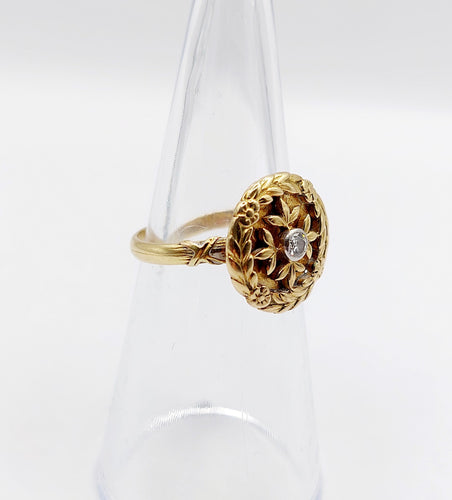 Bague 51 Bague art deco or jaune 18k diamant et couronne de lauriers (circa 1920) 58 Facettes A06161