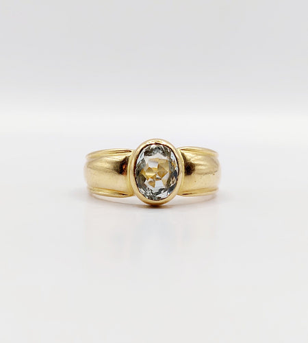 Bague 49 Bague jonc vintage or jaune 18k aigue marine de 0,70 carats 58 Facettes A06182