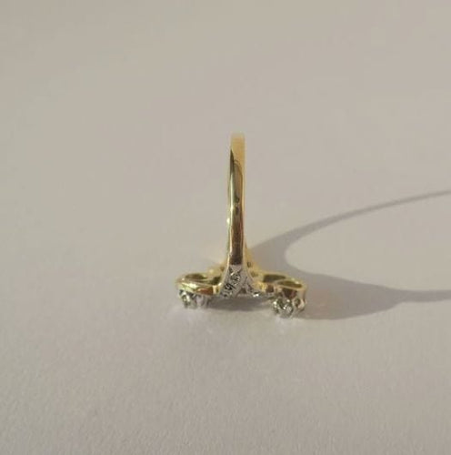 Bague 54 Bague Toi et Moi 1900 Diamants Or jaune et platine 58 Facettes