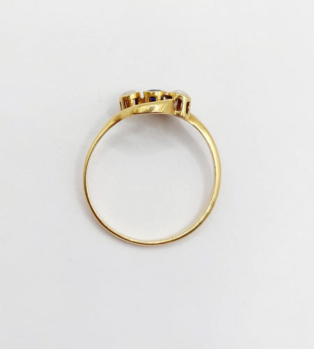 Bague 60 Bague antique pierre bleue et perles en or 18k 58 Facettes A06502