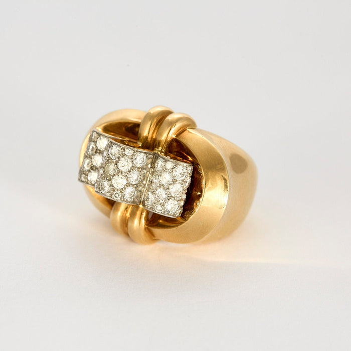 Bague 49 Bague retro or jaune, platine et diamants 58 Facettes