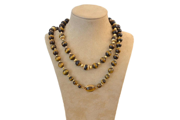 Collier Collier oeil de tigre et or 18k 58 Facettes 25046