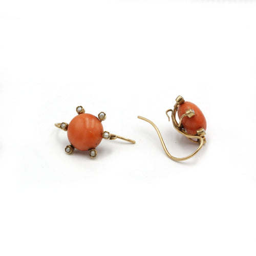 Boucles d'oreilles Boucles d'oreilles - Or jaune, corail et perles 58 Facettes 1138