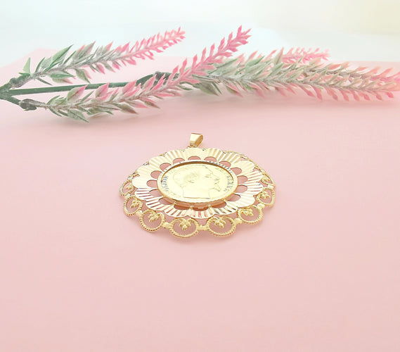 Pendentif Pendentif pièce or de 20 Frs Napoléon III tête nue 1858 58 Facettes AA 1641