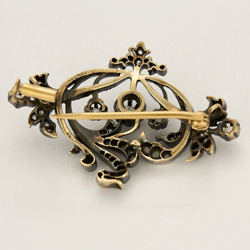 Broche Broche fin XIXème - Début XXème en or jaune, argent et diamants 58 Facettes LIS2005