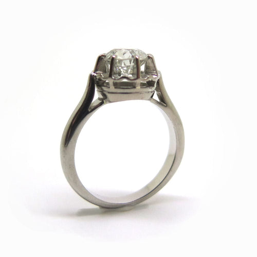 Bague solitaire or blanc diamant 1,58 carat 58 Facettes 26/6