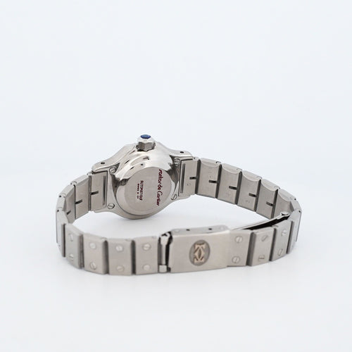 Montre Cartier - Montre Santos Octagone cadran ivoire chiffres romains en acier 58 Facettes