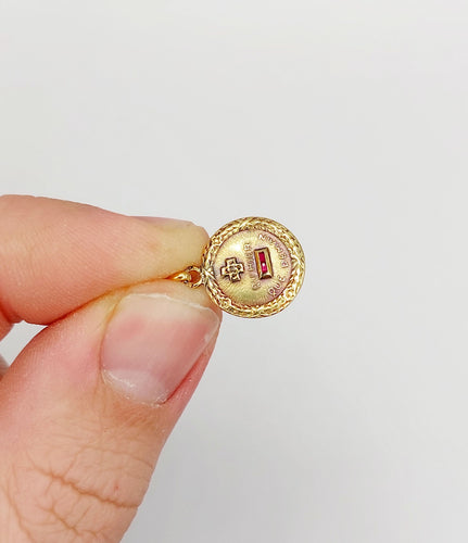 Pendentif AUGIS - Pendentif médaille d'amour 13 mm en or 18k, diamant et rubis 58 Facettes A06407