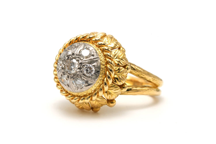 Bague 52 Bague Art Déco or jaune, or blanc, diamants taille brillant (+-0.77ct) 58 Facettes B726