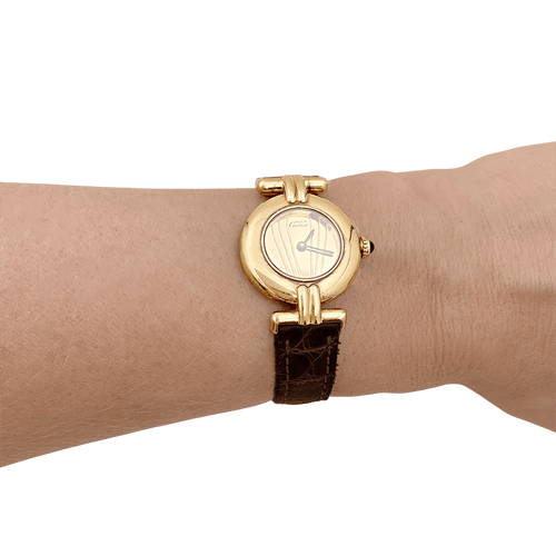 Montre Montre Cartier, "Colisée Must", vermeil, cuir. 58 Facettes 34779