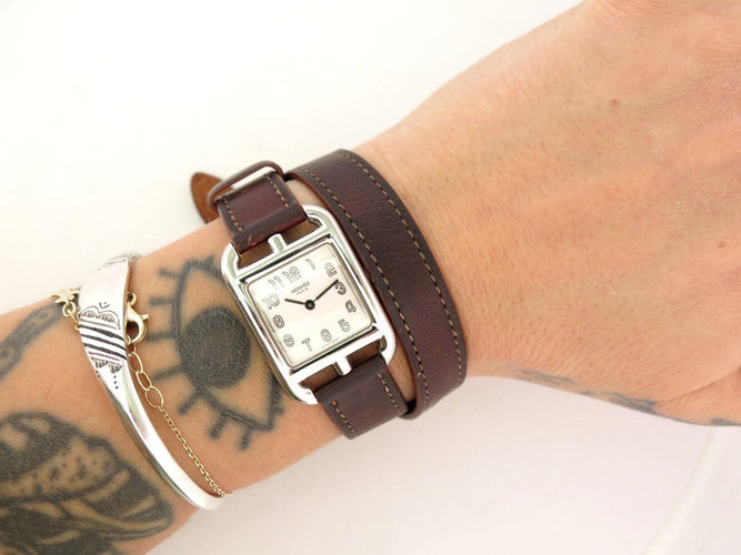 Montre montre HERMES cape cod pm cc1.210 23 mm double tour quartz acier + ecrin 58 Facettes 272560