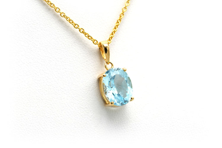 Pendentif Pendentif contemporain or jaune et aigue-marine 58 Facettes B719