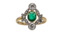 Bague Bague ancienne émeraude et diamants en or jaune 18 carats et platine 58 Facettes 9987