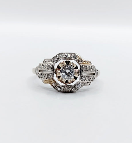 Bague 55 Bague tank Art déco en platine et diamant 0,25 carat (circa 1920) 58 Facettes A06508