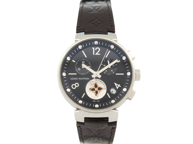 Montre montre LOUIS VUITTON tambour moon star q8d11 quartz 38 mm chrono en acier 58 Facettes 267088