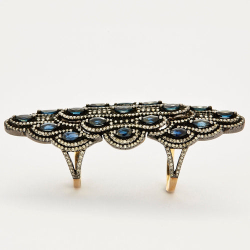 Bague 55 Bague en or jaune et argent 58 Facettes 1629