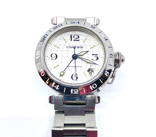 Montre CARTIER - Montre Pasha GMT acier aux méridiens 58 Facettes AB442