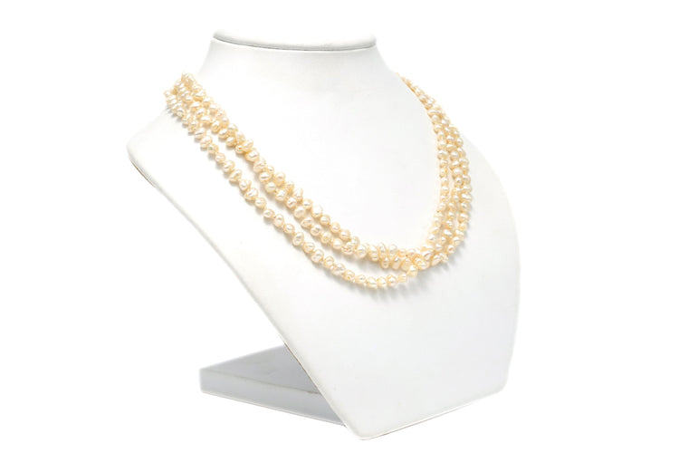 Collier années 70 or blanc, perles et rubis