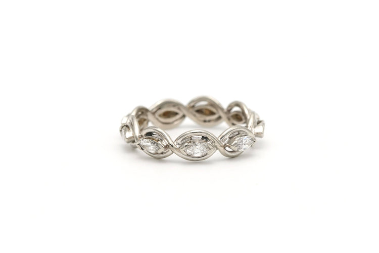 Bague 51 Bague contemporaine en platine sertie de diamants navette (+-0.81ct) 58 Facettes 22463